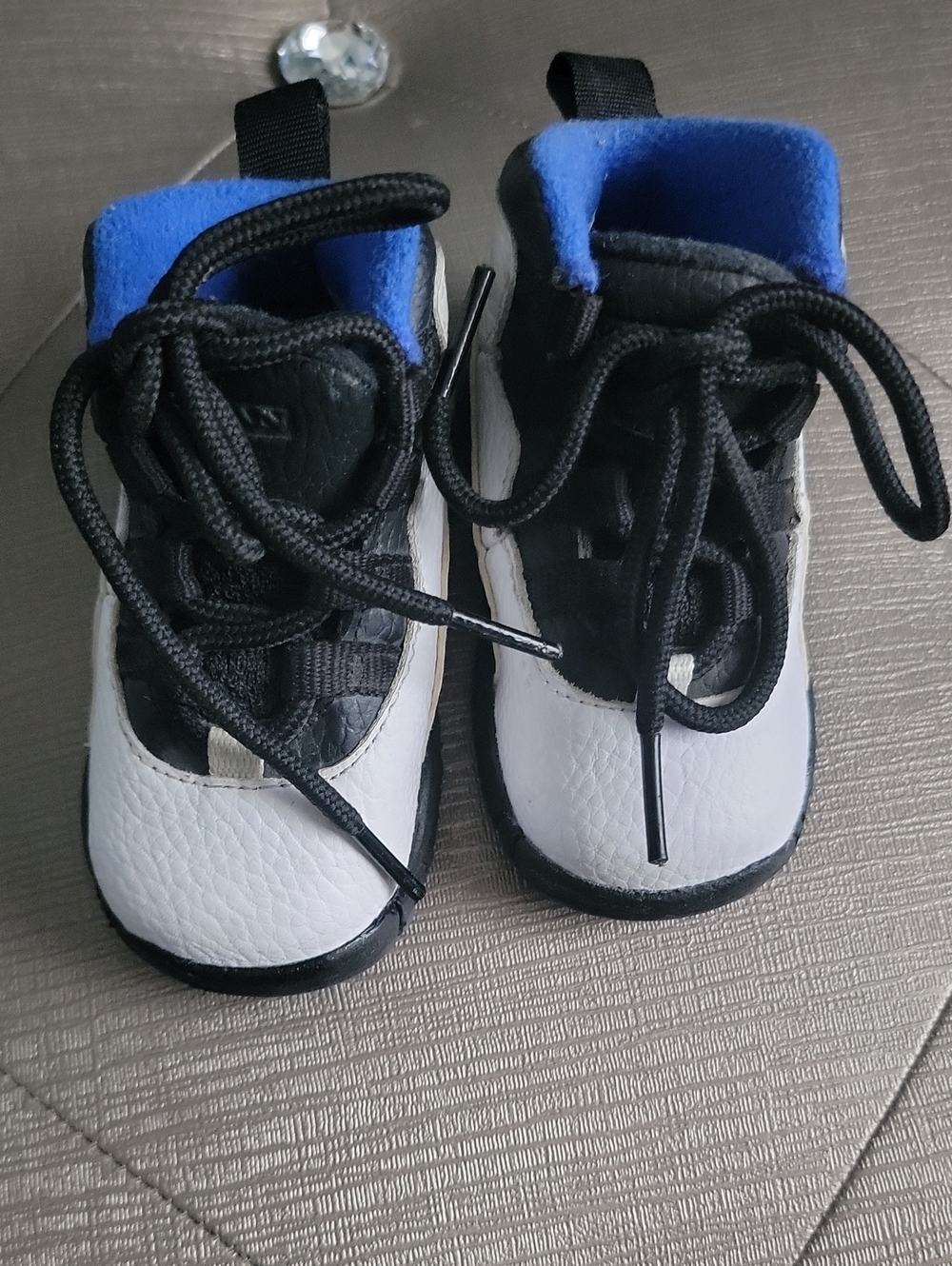 Jordan Baby Walker Shoes in White, Black & Blue